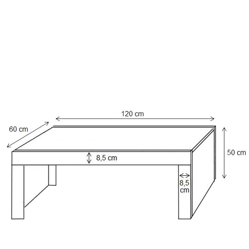 Фото схеми з розмірами журнального столика 120 TESS CAMA
