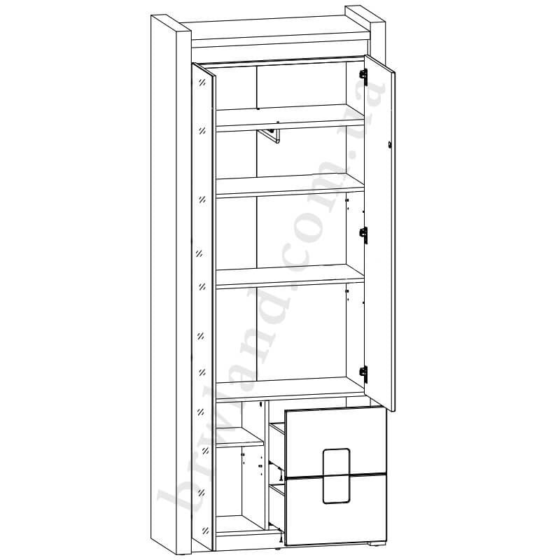 На фото схема наповнення шафи ALAMEDA REG1D1M2S BRW