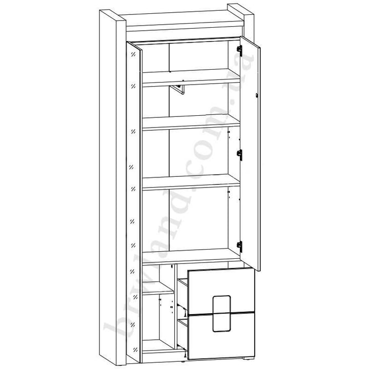 На фото схема наповнення шафи ALAMEDA REG1D1M2S BRW