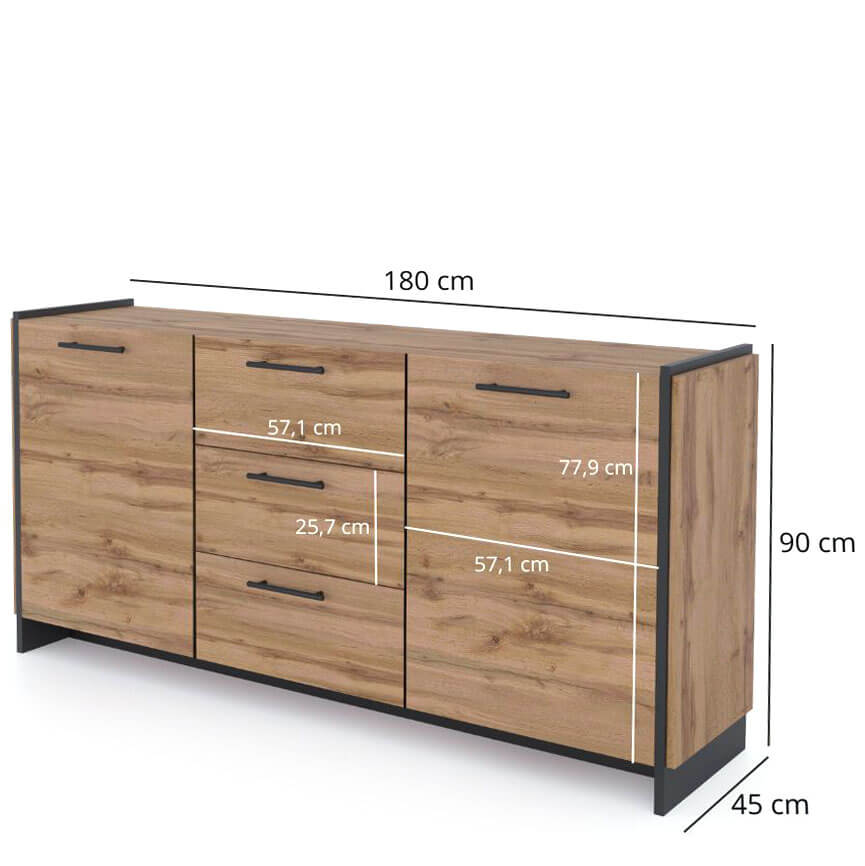 Фото розмірів комода AMINO MEBELBOS 2D3S