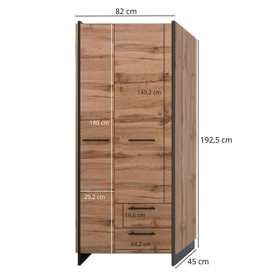 Фото розмірів шафи AMINO MEBELBOS 2D2S/45