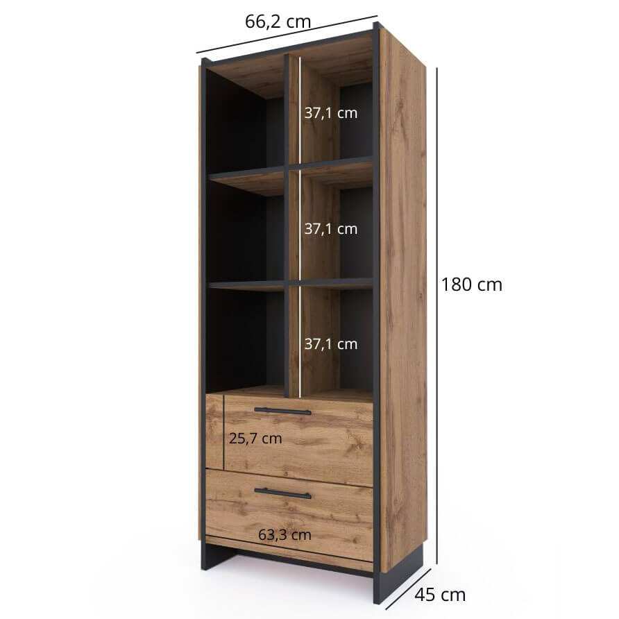 Фото розмірів стелажу AMINO MEBELBOS 2S