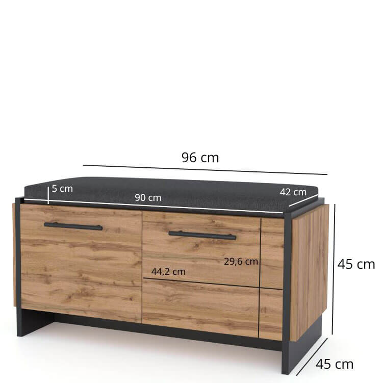 Фото розмірів тумби для взуття AMINO MEBELBOS 2D