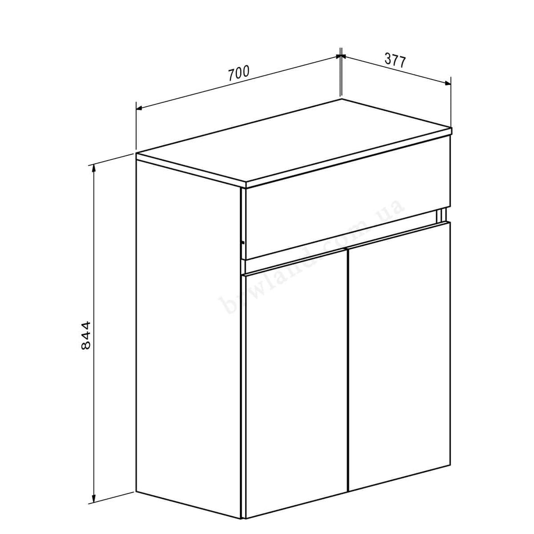 Фото схеми з розмірами тумби АНСІ ГЕРБОР KOM2D1S
