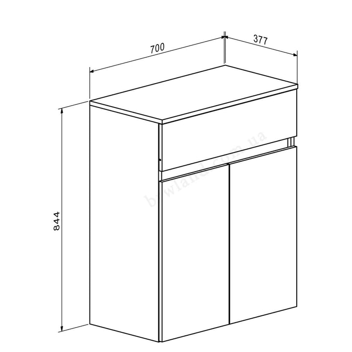 Фото схеми з розмірами тумби АНСІ ГЕРБОР KOM2D1S