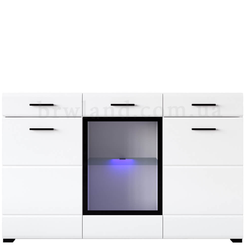 Фото буфета АРКТИКА ВМК KOM1W2D2S з підсвіткою німфеа альба / білий глянець