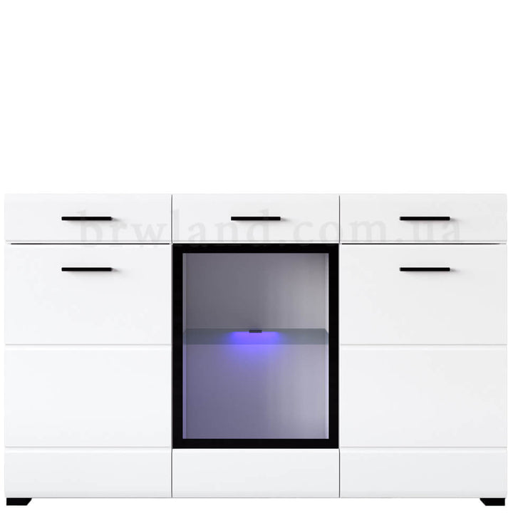 Фото буфета АРКТИКА ВМК KOM1W2D2S з підсвіткою німфеа альба / білий глянець