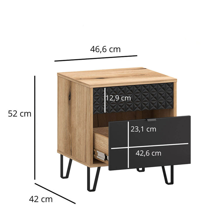 Фото розмірів приліжкової тумби BELLANO MEBELBOS 1S