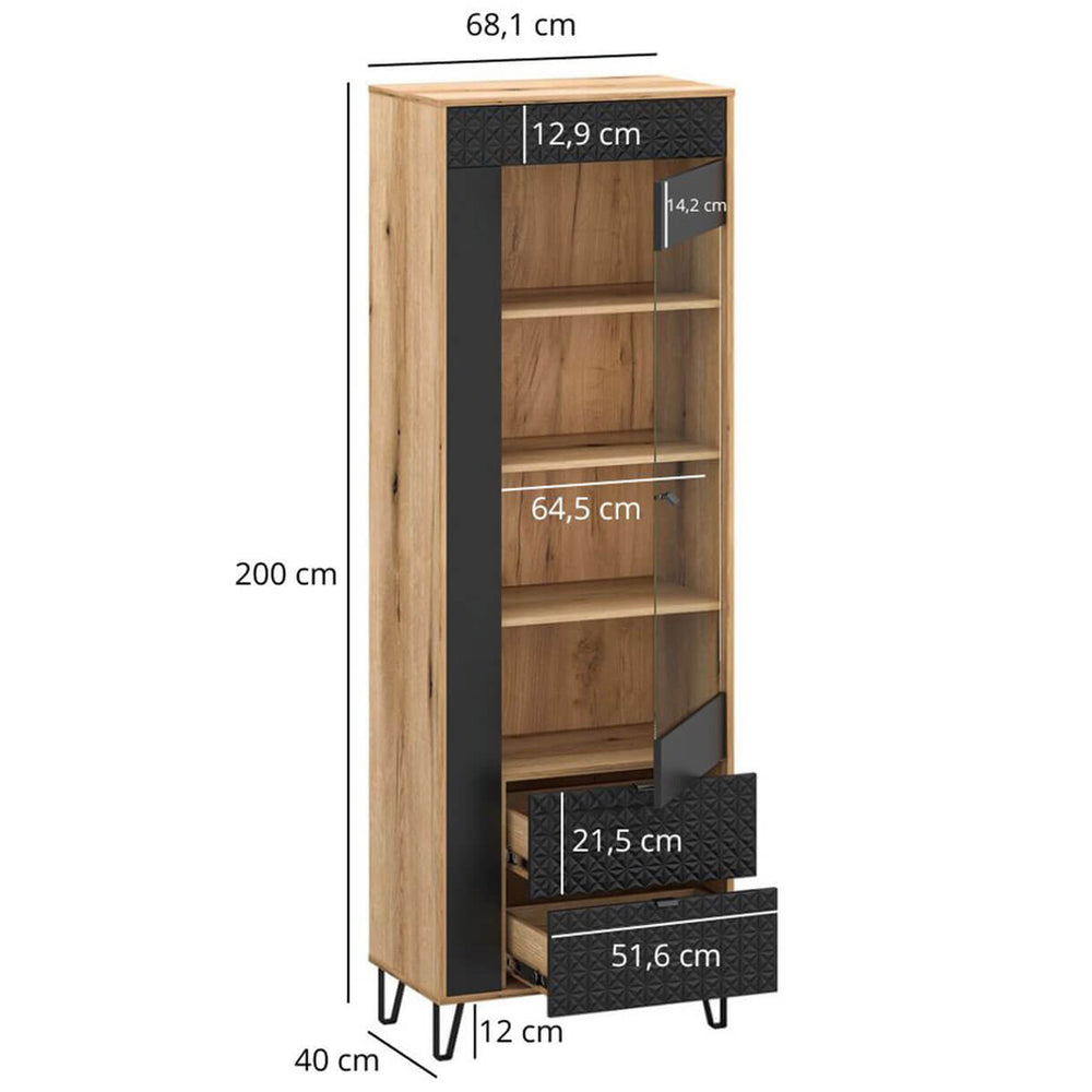 Фото розмірів вітрини BELLANO MEBELBOS 1W2S