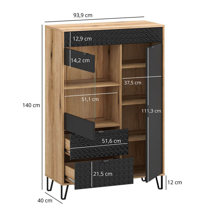 Фото розмірів низької вітрини BELLANO MEBELBOS 1D1W2S