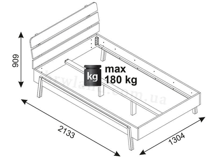 Фото схеми ліжка 120 БЕЛЬ ВМВ (каркас) із навантаженням