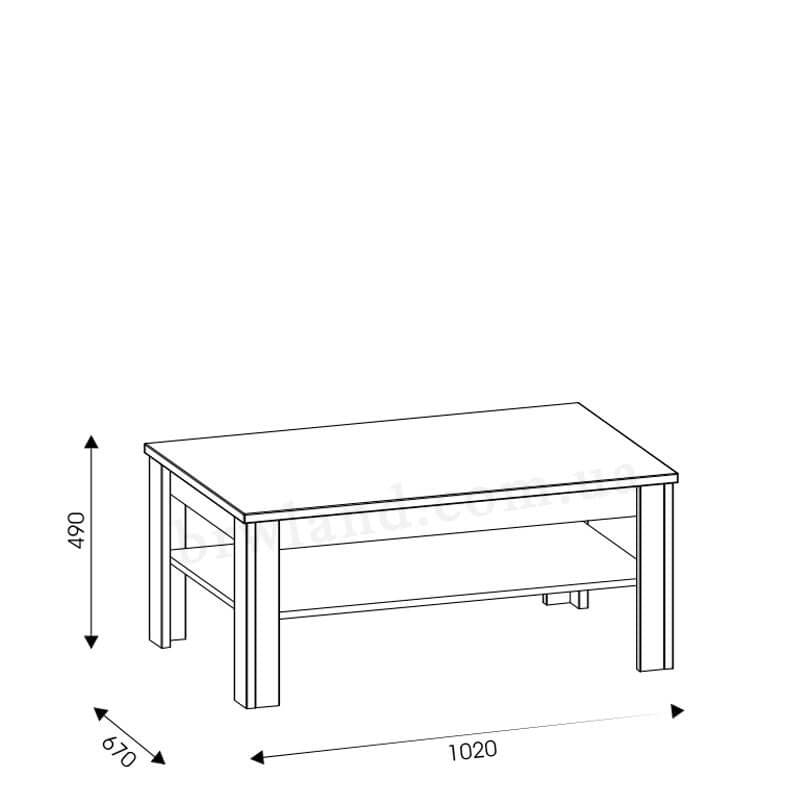 На фото схема із розмірами журнального столика BESTO LIVEO BT30