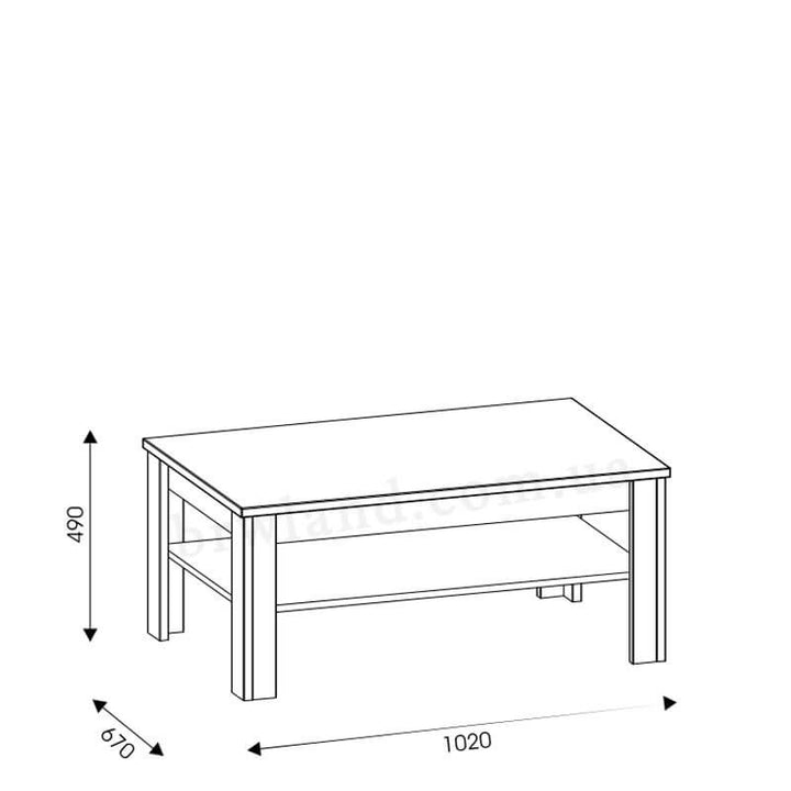 На фото схема із розмірами журнального столика BESTO LIVEO BT30