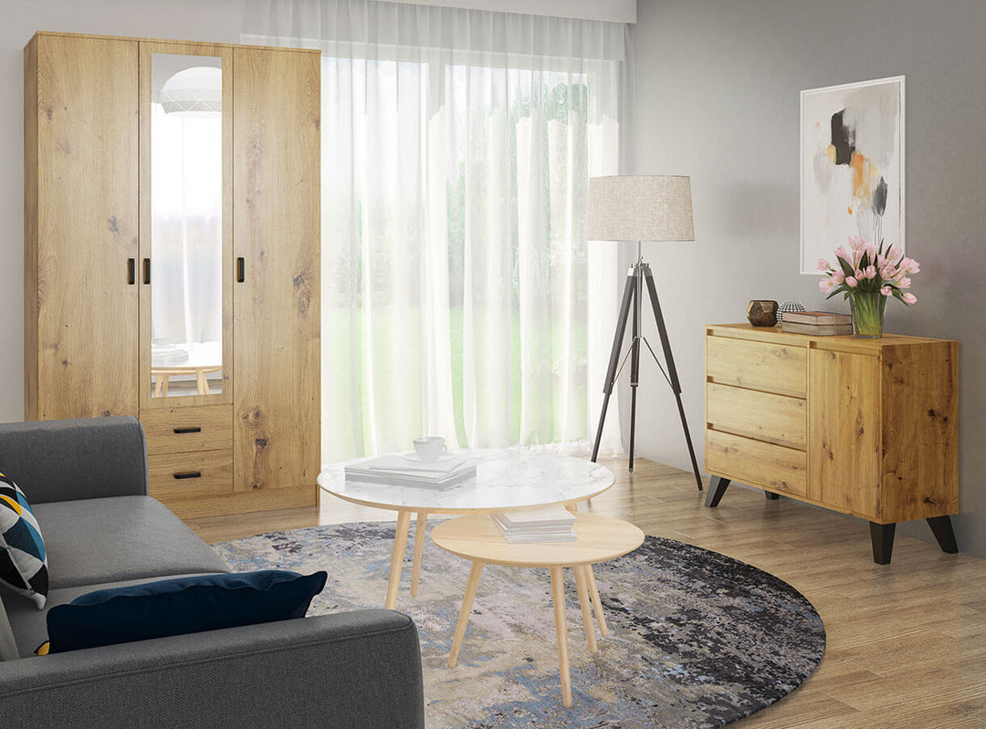 Фото комода BORG MEBELBOS 1D3S дуб артизан в інтер'єрі вітальні
