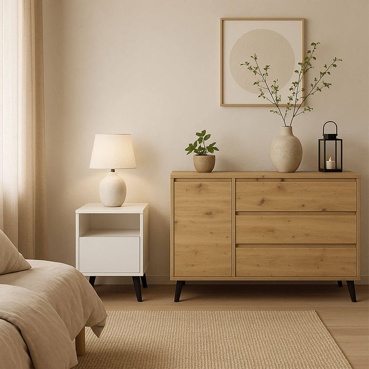 Фото комода BORG MEBELBOS 1D3S дуб артизан в інтер'єрі вітальні