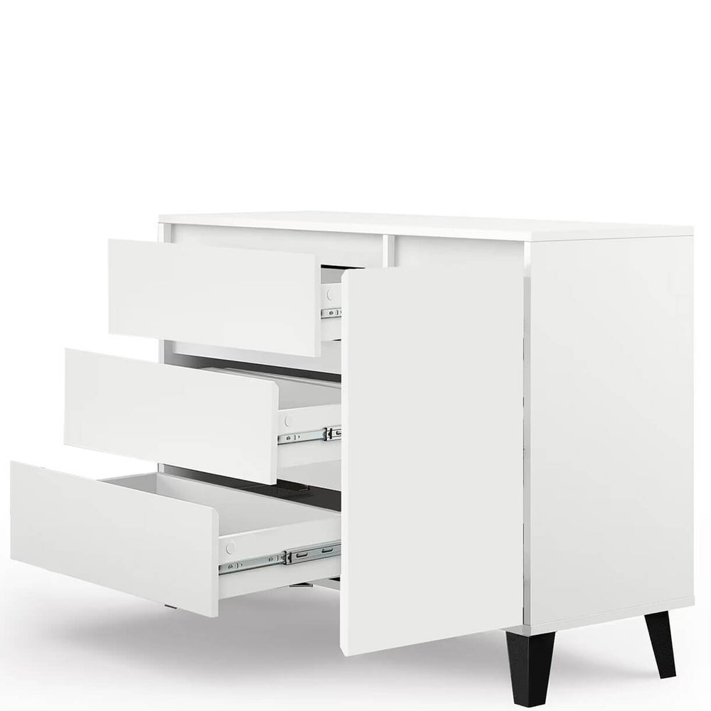 Фото наповнення білого комода BORG MEBELBOS 1D3S з дверима праворуч