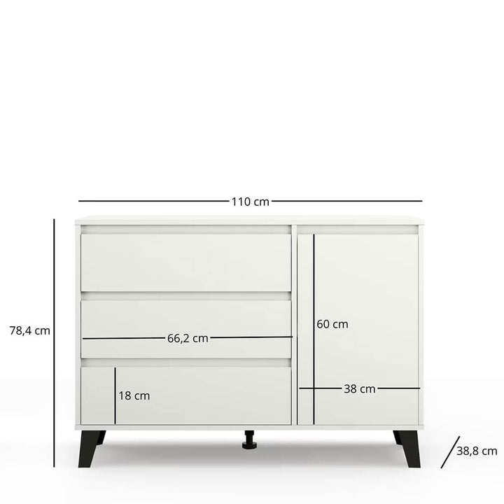 Фото розмірів білого комода BORG MEBELBOS 1D3S