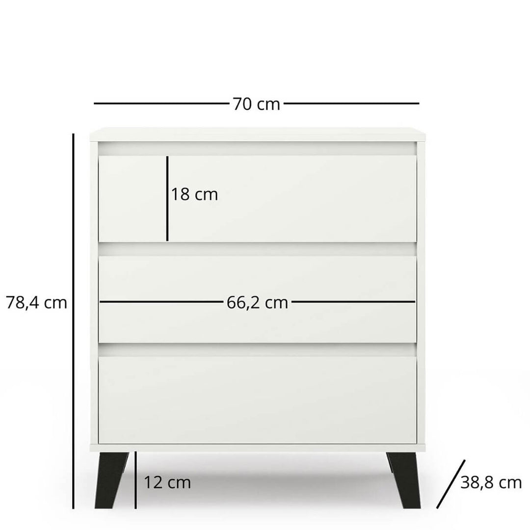 Фото розмірів білого комода BORG MEBELBOS 3S/70
