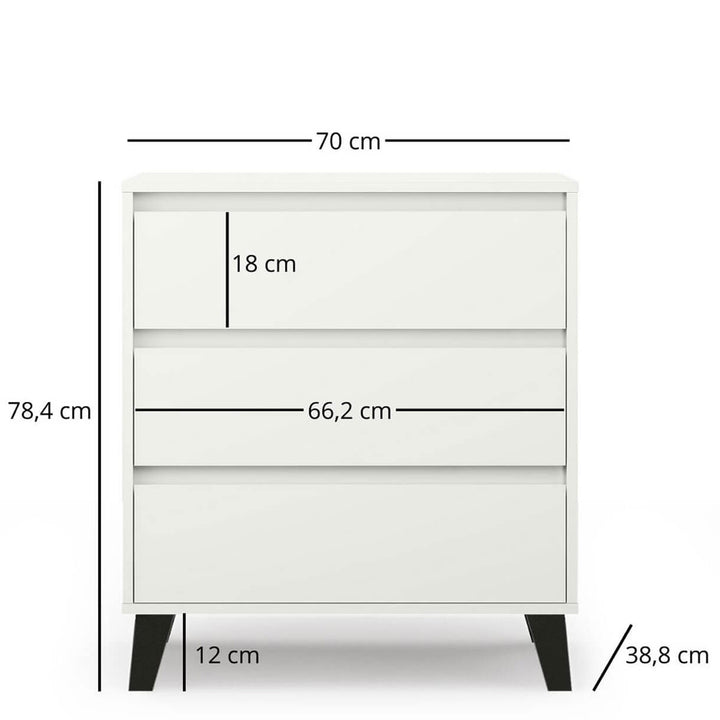 Фото розмірів білого комода BORG MEBELBOS 3S/70