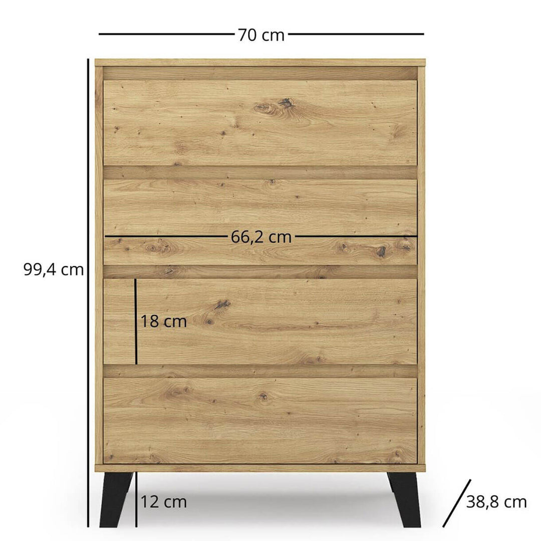 Фото розмірів комода BORG MEBELBOS 4S/70 дуб артизан