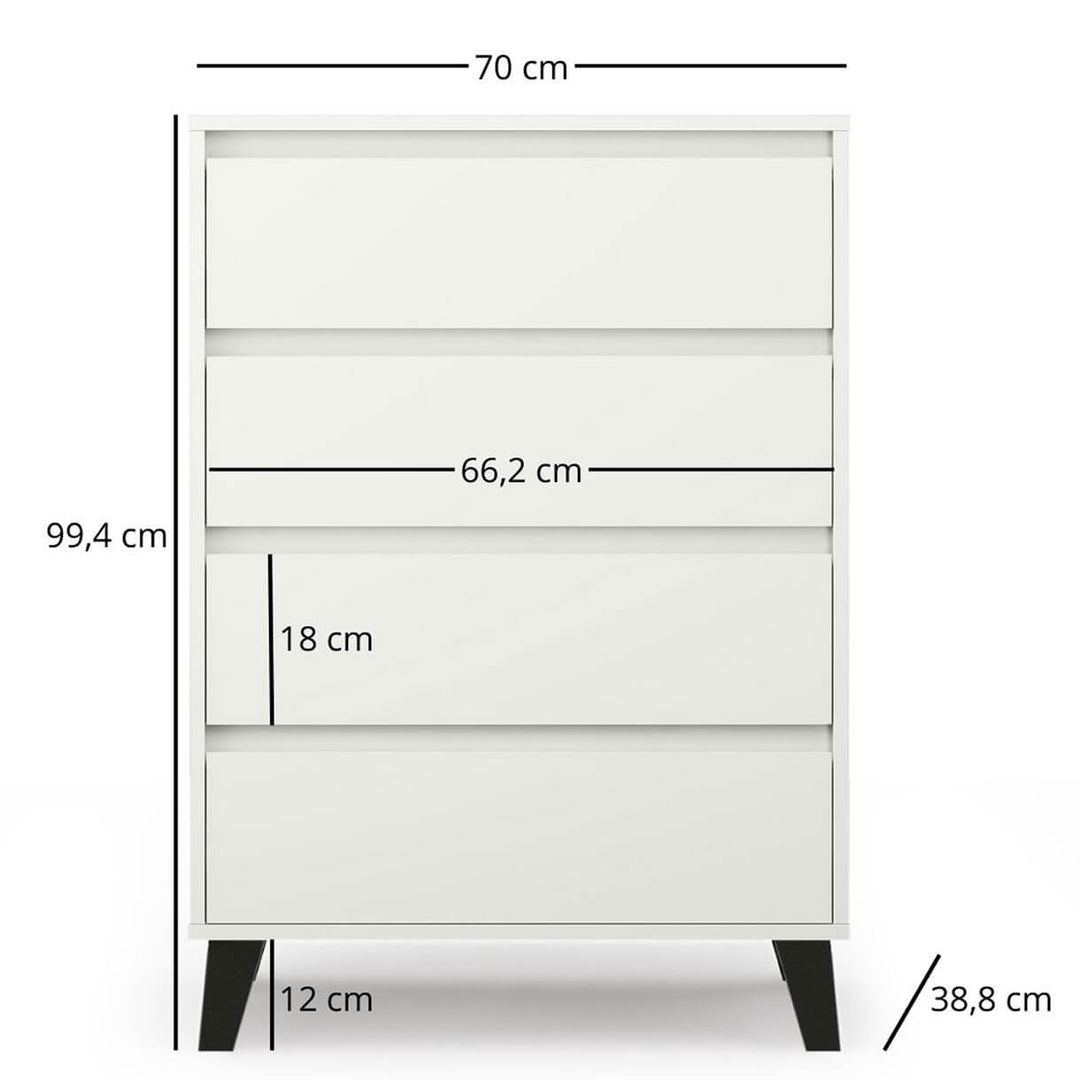 Фото розмірів білого комода BORG MEBELBOS 4S/70