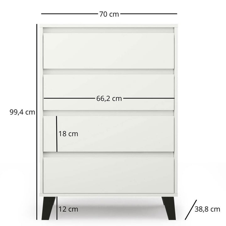 Фото розмірів білого комода BORG MEBELBOS 4S/70