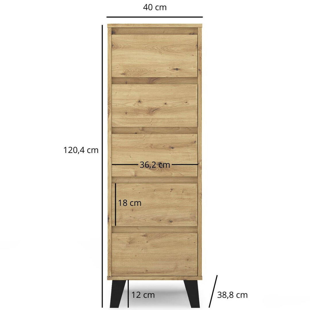 Фото розмірів комода BORG MEBELBOS 5S/40 дуб артизан