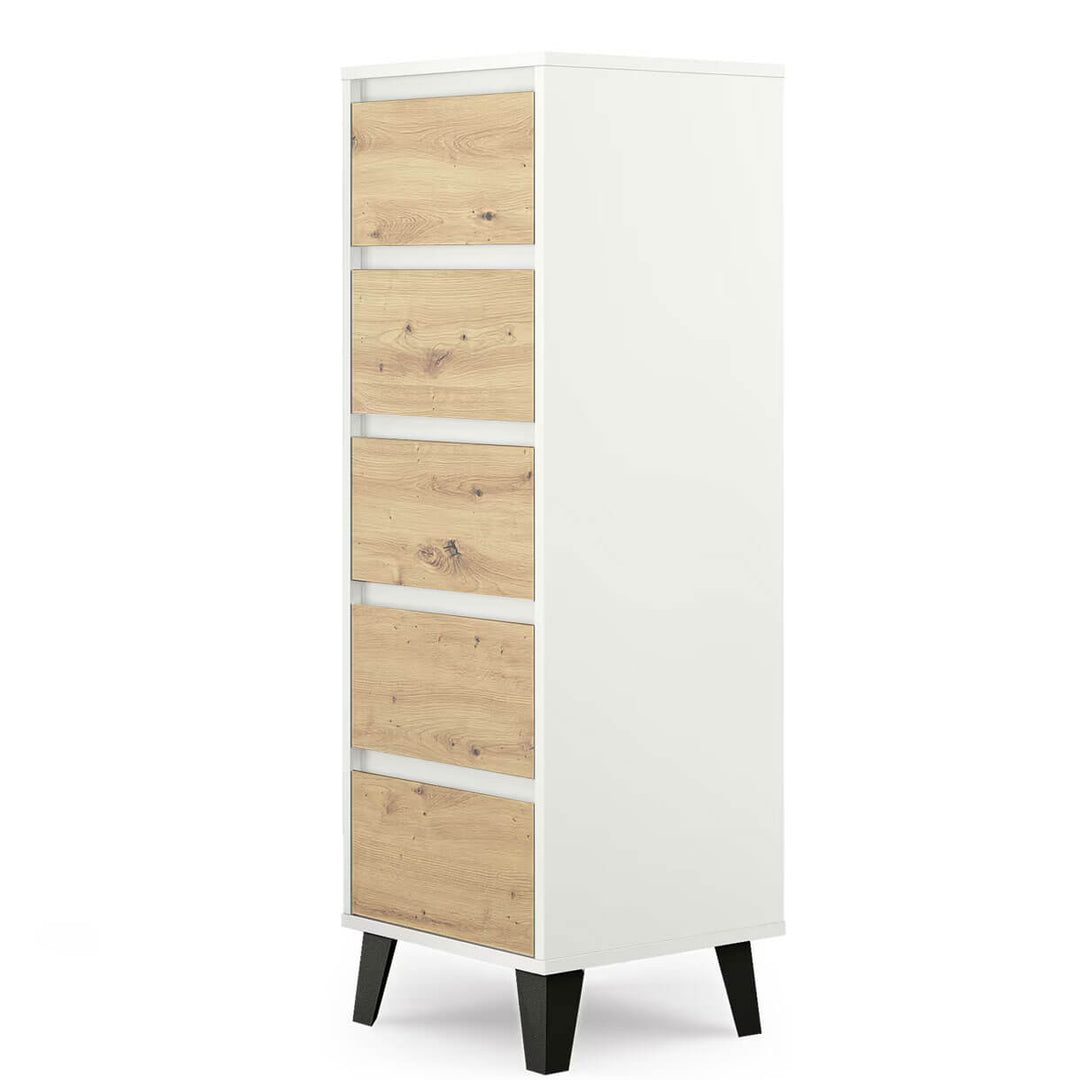 Фото вигляду збоку комода BORG MEBELBOS 5S/40 білий / дуб артизан