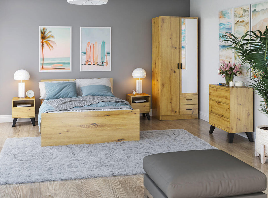 Фото комода BORG MEBELBOS 3S/70 дуб артизан в інтер'єрі спальні