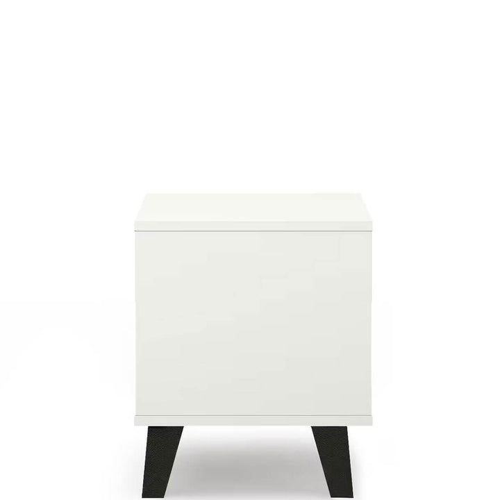 Фото бокової сторони білої приліжкової тумбочки BORG MEBELBOS 1S
