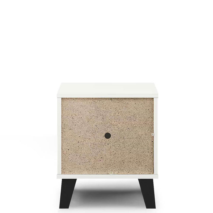 Фото тильної сторони білої приліжкової тумбочки BORG MEBELBOS 1S