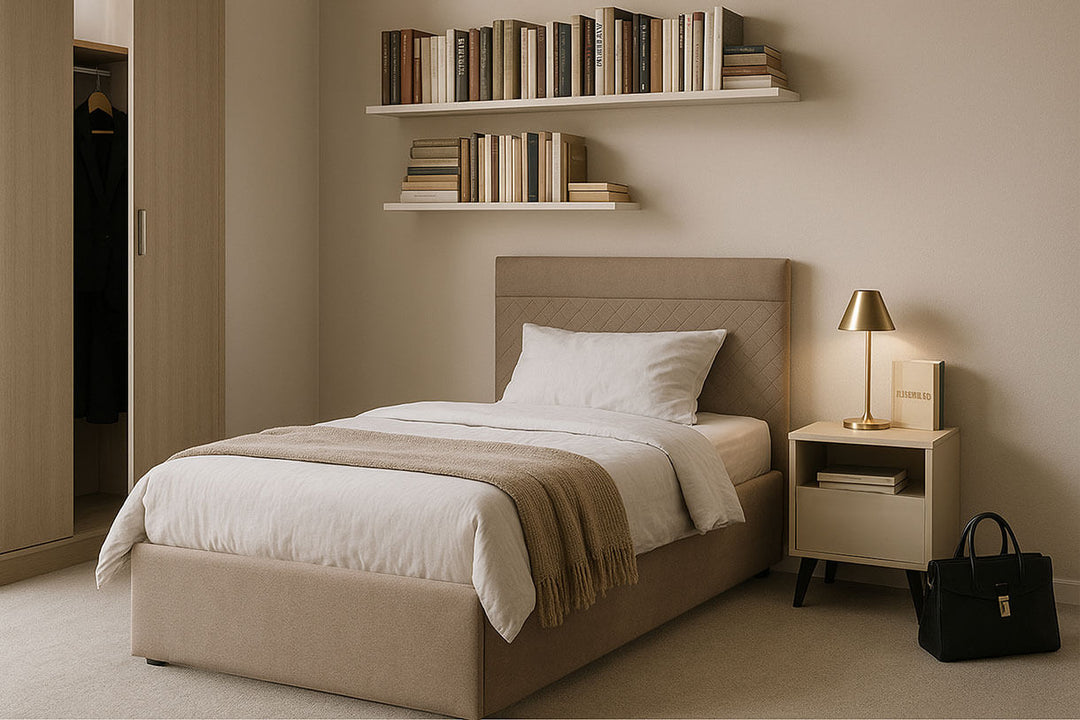 Фото приліжкової тумбочки BORG MEBELBOS 1S кашемір в інтер'єрі