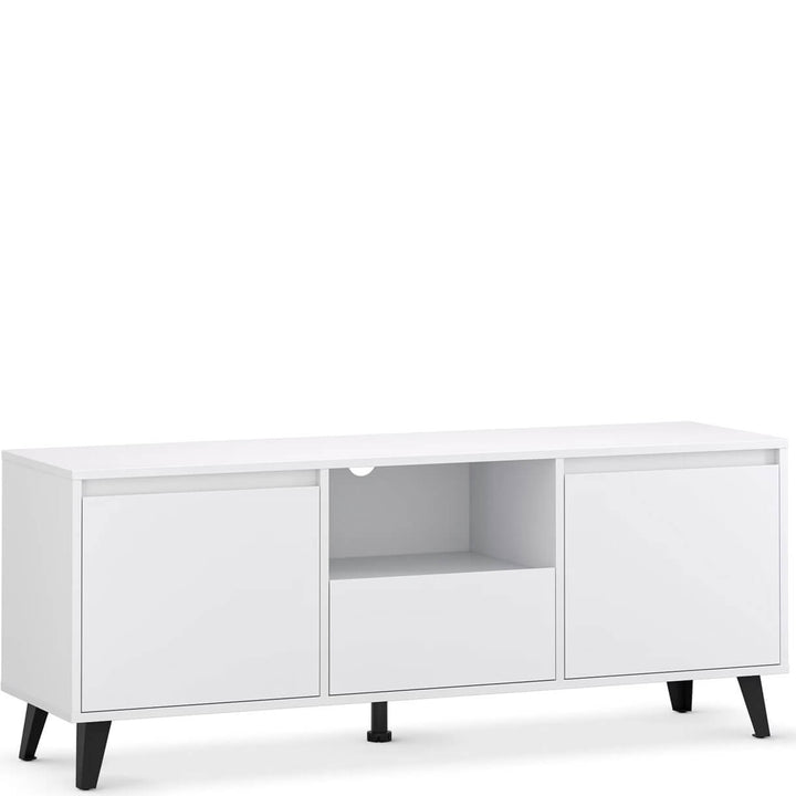 Фото вигляду збоку білої тумби під телевізор BORG MEBELBOS 2D1S