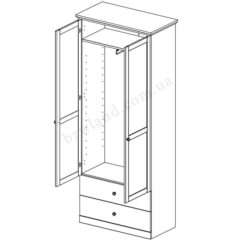 На фото схема наповнення шафи BRANDSON MEBELBOS 2D2S