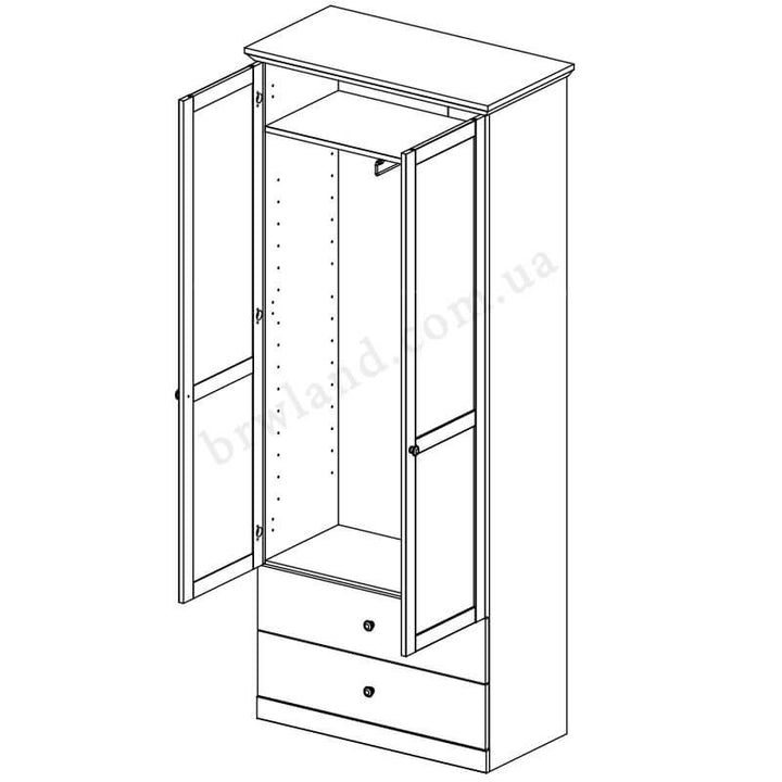 На фото схема наповнення шафи BRANDSON MEBELBOS 2D2S