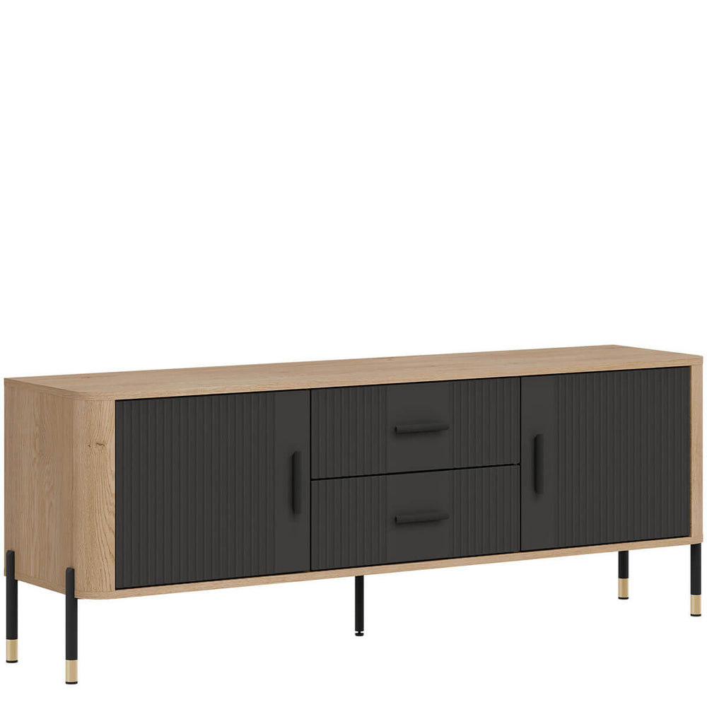 Фото вигляду зліва тумби під телевізор DANTE LIVEO DT01 дуб кремона торро / антрацит / чорні ручки