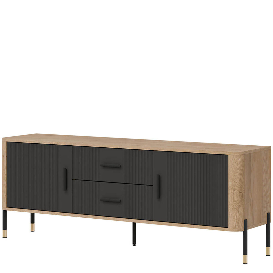 Фото вигляду справа тумби під телевізор DANTE LIVEO DT01 дуб кремона торро / антрацит / чорні ручки