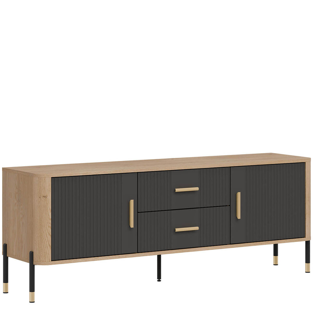 Фото вигляду зліва тумби під телевізор DANTE LIVEO DT01 дуб кремона торро / антрацит / золоті ручки