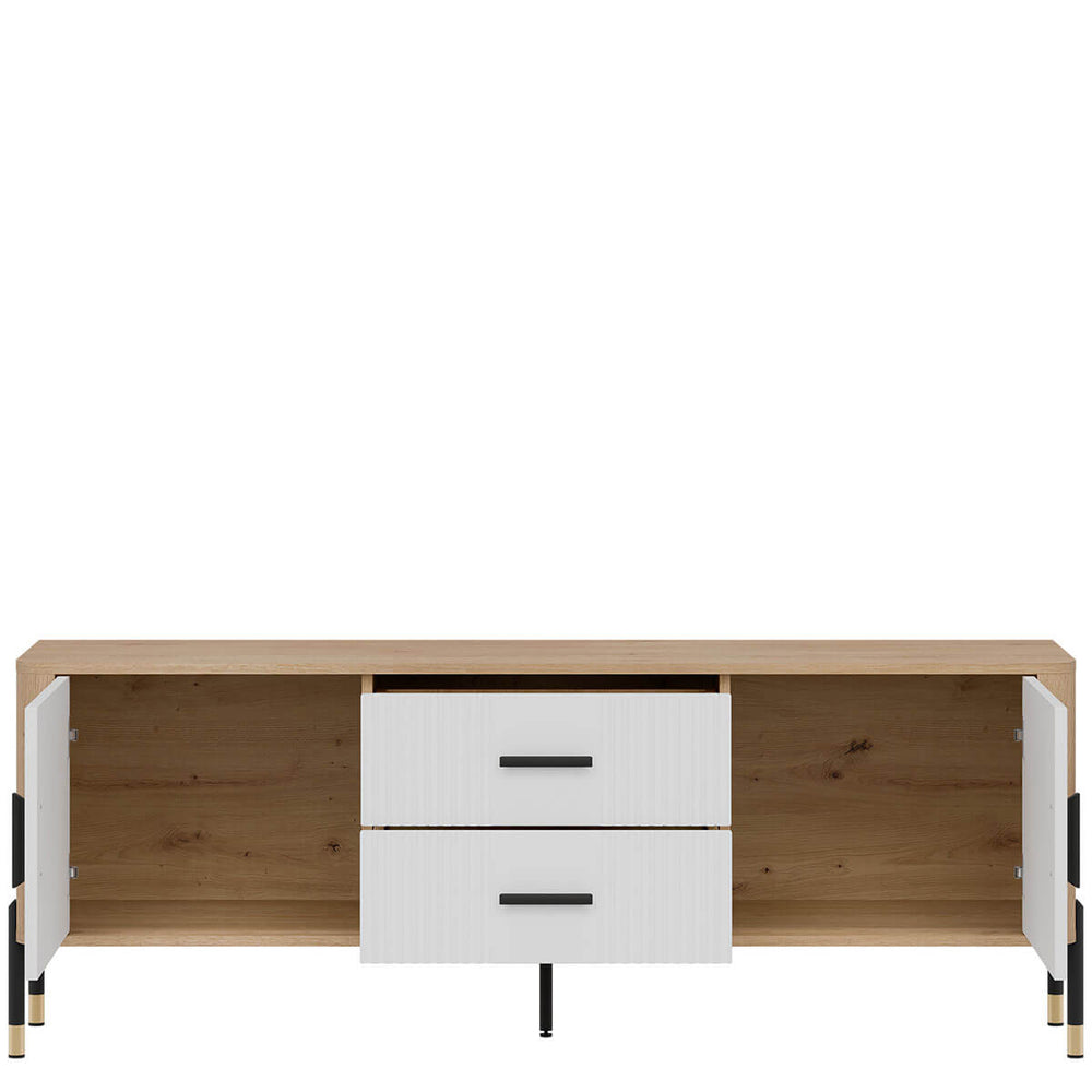 Фото наповнення тумби під телевізор DANTE LIVEO DT01 дуб кремона торро / білий / чорні ручки