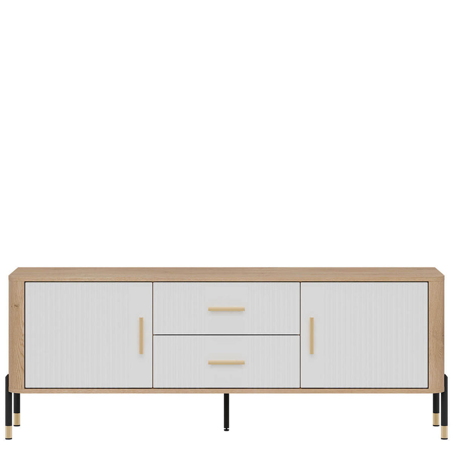 Фото тумби під телевізор DANTE LIVEO DT01 дуб кремона торро / білий / золоті ручки