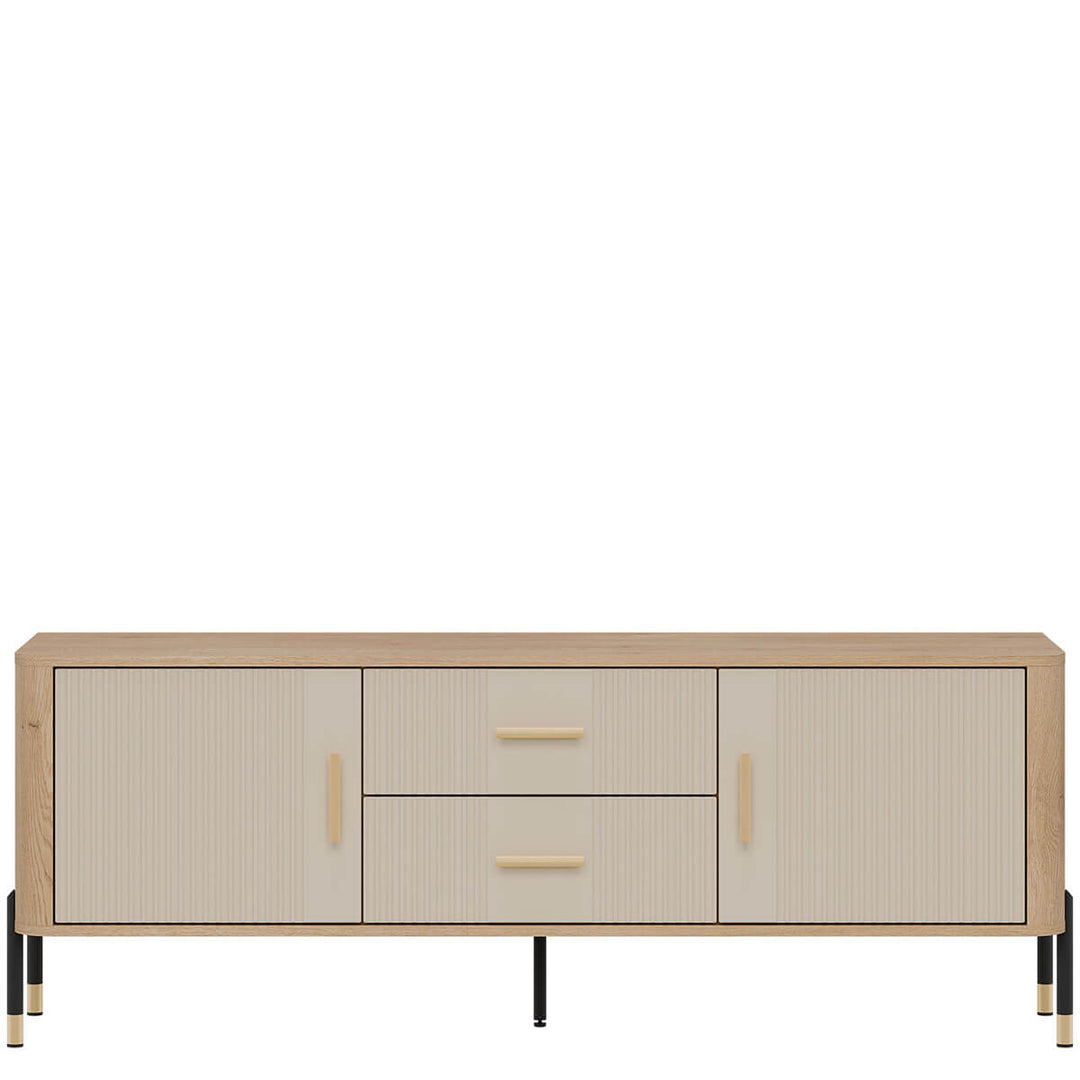 Фото тумби під телевізор DANTE LIVEO DT01 дуб кремона торро / кашемір / золоті ручки