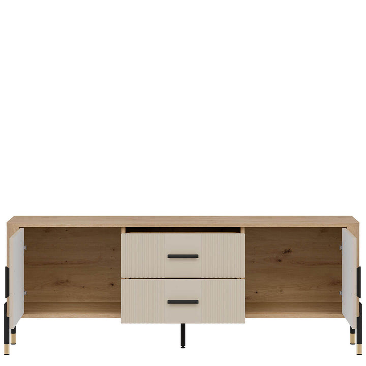 Фото наповнення тумби під телевізор DANTE LIVEO DT01 дуб кремона торро / кашемір / чорні ручки