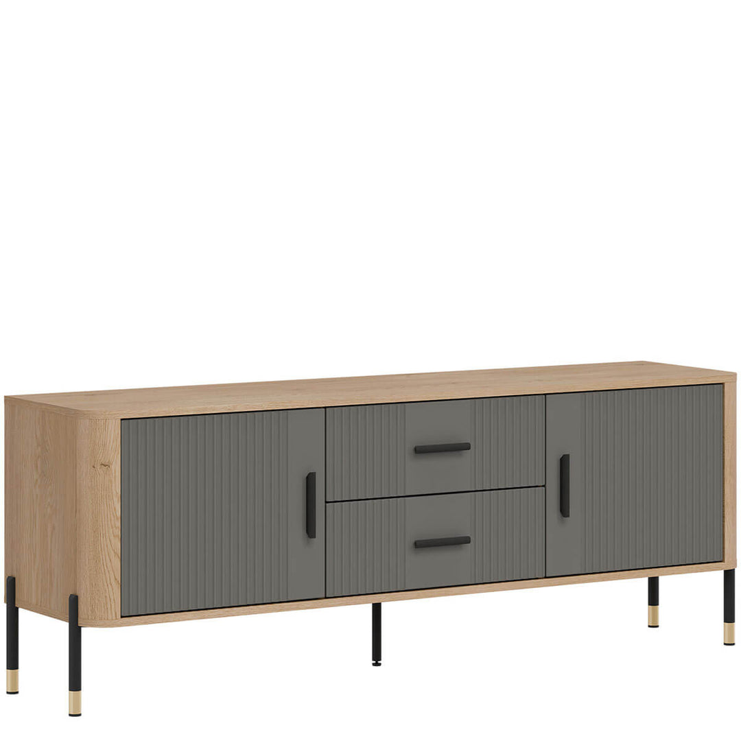 Фото вигляду зліва тумби під телевізор DANTE LIVEO DT01 дуб кремона торро / сірий / чорні ручки