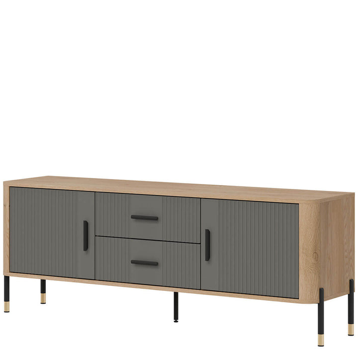 Фото вигляду справа тумби під телевізор DANTE LIVEO DT01 дуб кремона торро / сірий / чорні ручки