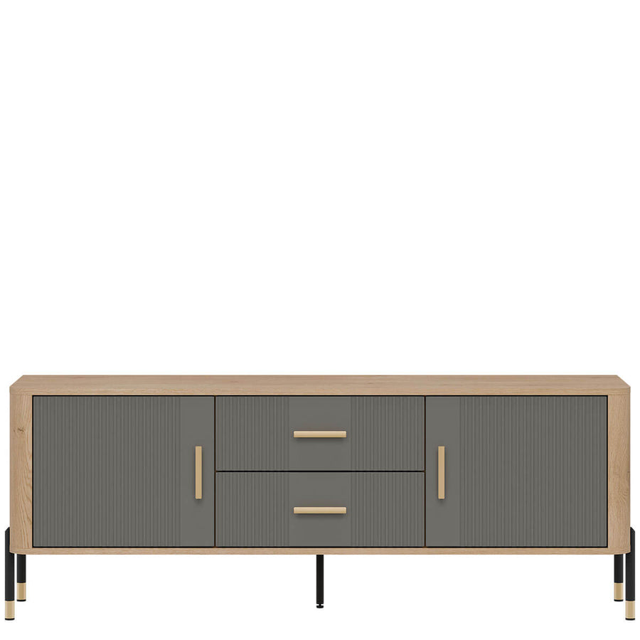 Фото тумби під телевізор DANTE LIVEO DT01 дуб кремона торро / сірий / золоті ручки