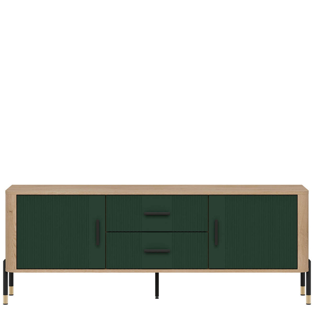 Фото тумби під телевізор DANTE LIVEO DT01 дуб кремона торро / зелений / чорні ручки