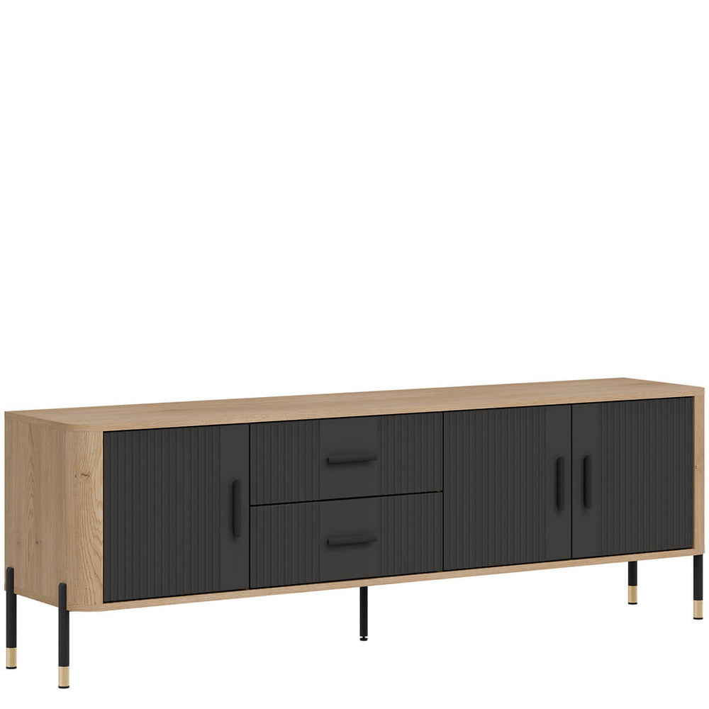 Фото вигляду зліва тумби під телевізор DANTE LIVEO DT02 дуб кремона торро / антрацит / чорні ручки