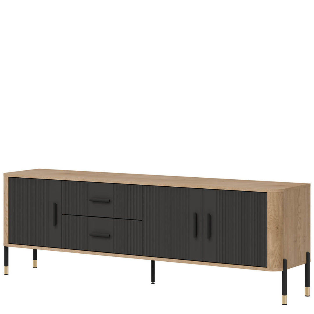 Фото вигляду справа тумби під телевізор DANTE LIVEO DT02 дуб кремона торро / антрацит / чорні ручки