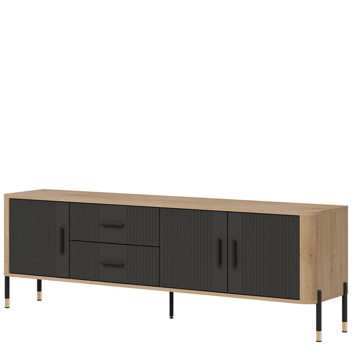 Фото вигляду справа тумби під телевізор DANTE LIVEO DT02 дуб кремона торро / антрацит / чорні ручки