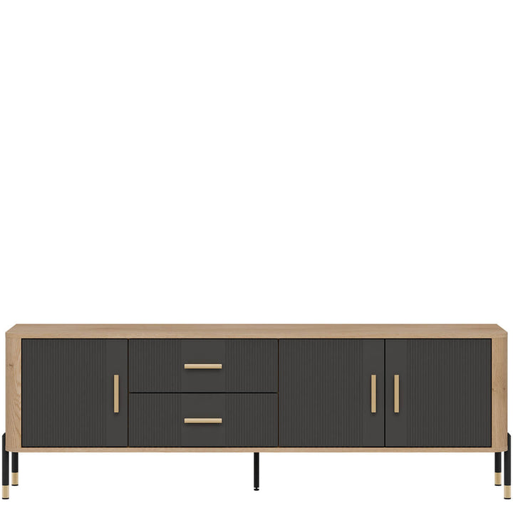 Фото тумби під телевізор DANTE LIVEO DT02 дуб кремона торро / антрацит / золоті ручки